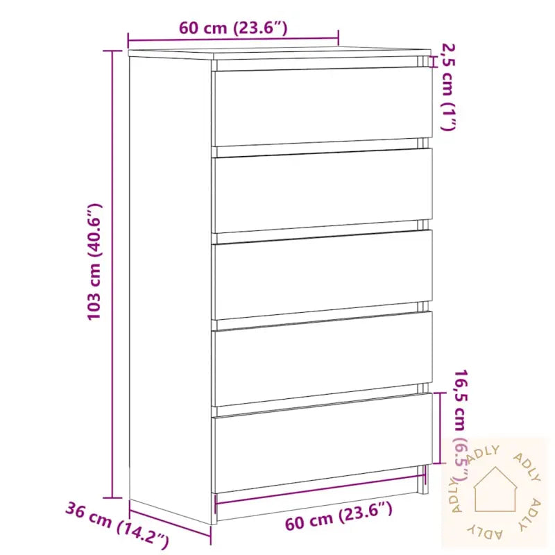 Kommode Betonggrå 60X36X103 Cm Konstruert Tre