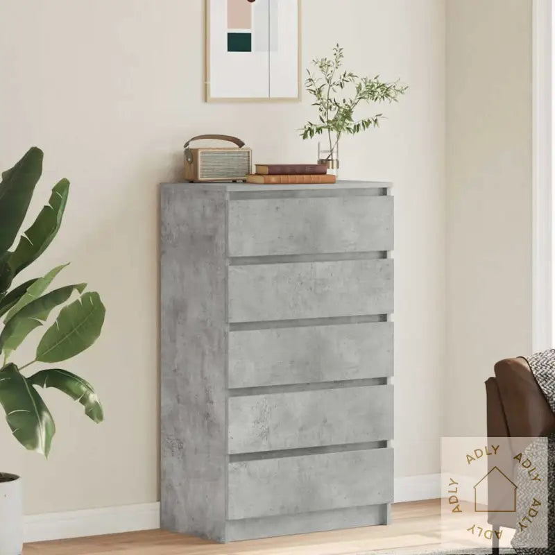 Kommode Betonggrå 60X36X103 Cm Konstruert Tre