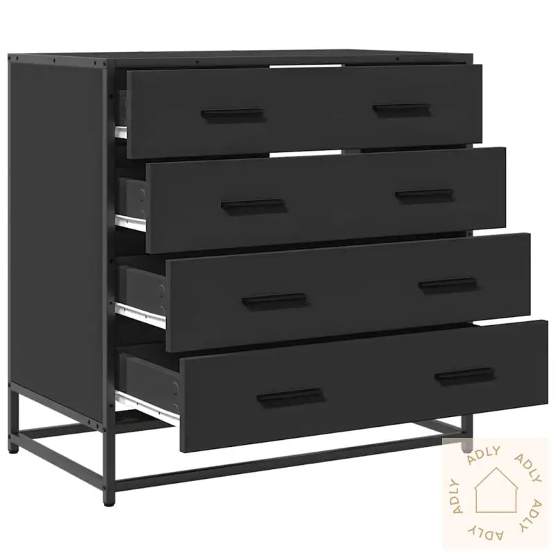 Kommode Svart 70X41X70 Cm Konstruert Tre
