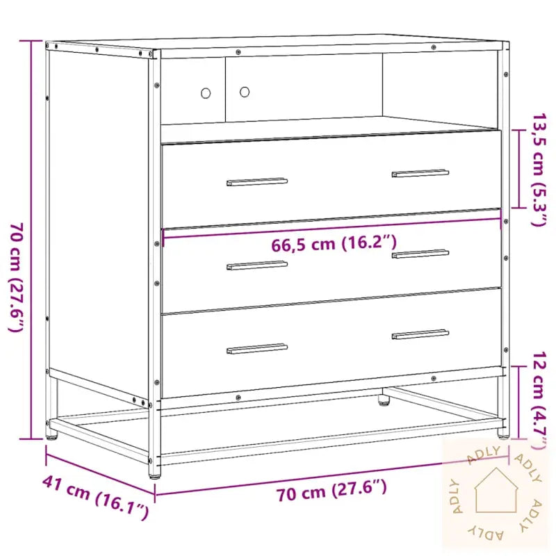 Kommode Svart 70X41X70 Cm Konstruert Tre