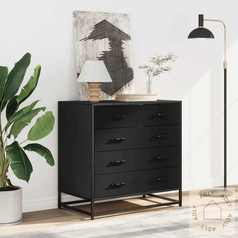 Kommode Svart 70X41X70 Cm Konstruert Tre