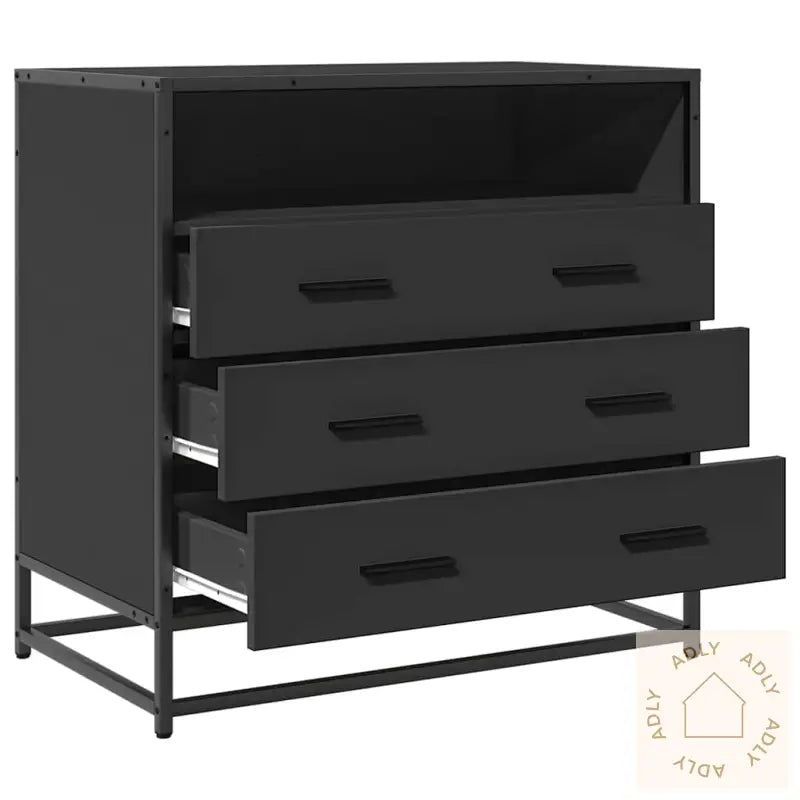 Kommode Svart 70X41X70 Cm Konstruert Tre