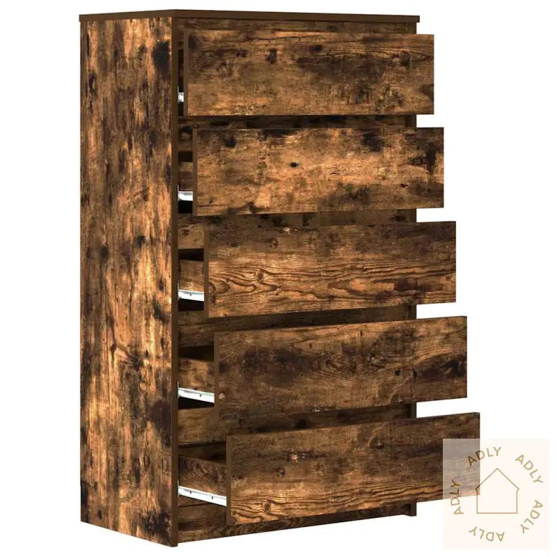 Kommode Røkt Eik 60X36X103 Cm Konstruert Tre
