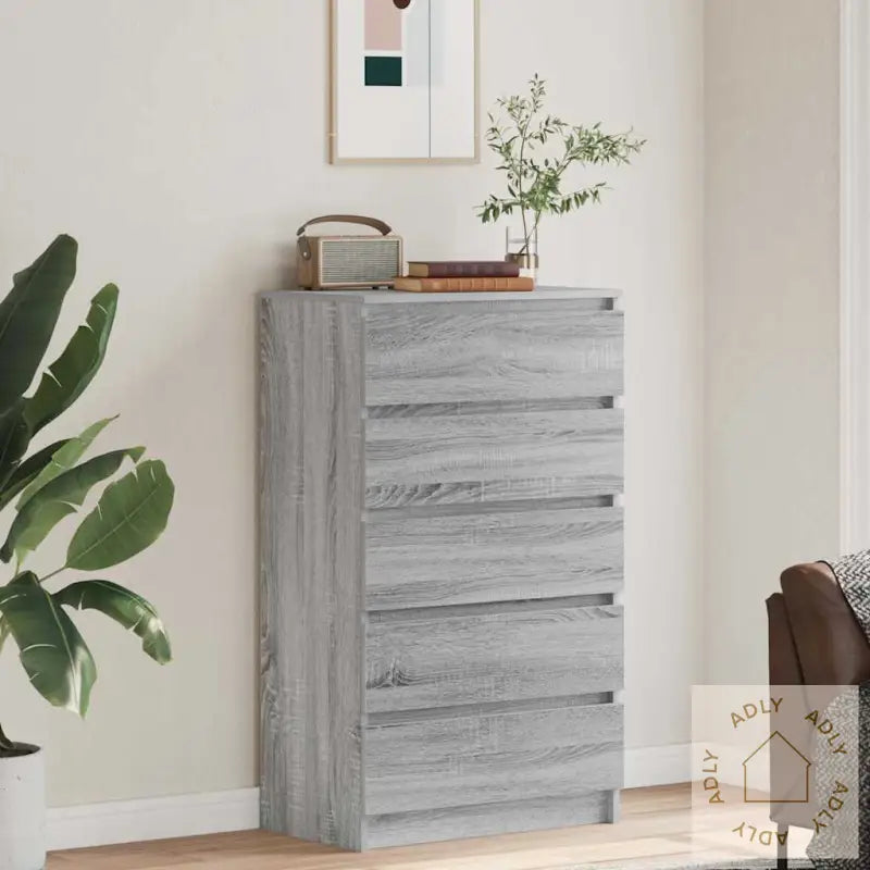 Kommode Grå Sonoma 60X36X103 Cm Konstruert Tre
