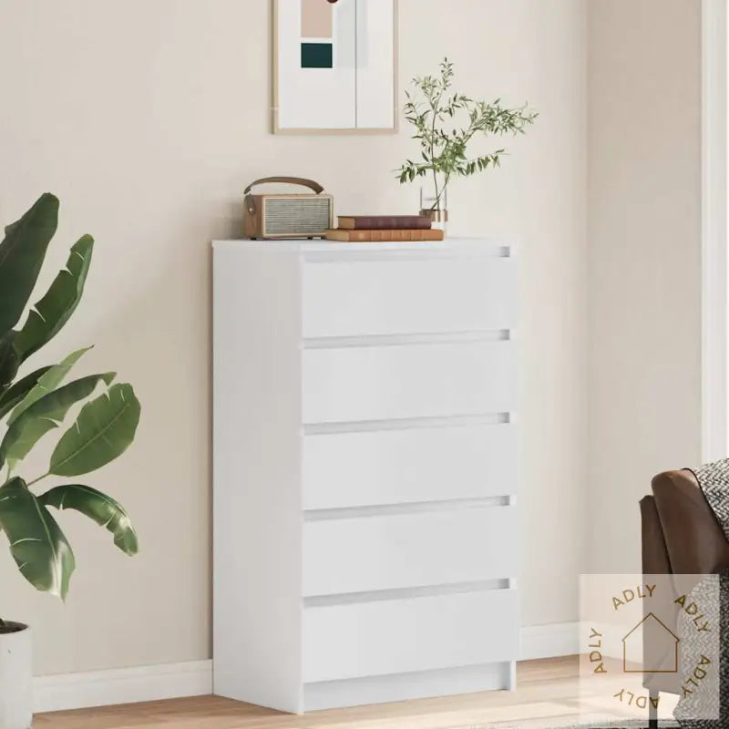 Kommode Hvit 60X36X103 Cm Konstruert Tre
