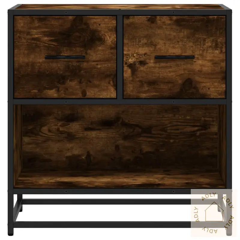 Nattbord Røkt Eik 60X31X60 Cm Konstruert Tre Og Metall