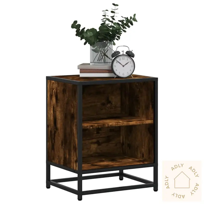 Nattbord Røkt Eik 40X31X50 Cm Konstruert Tre Og Metall