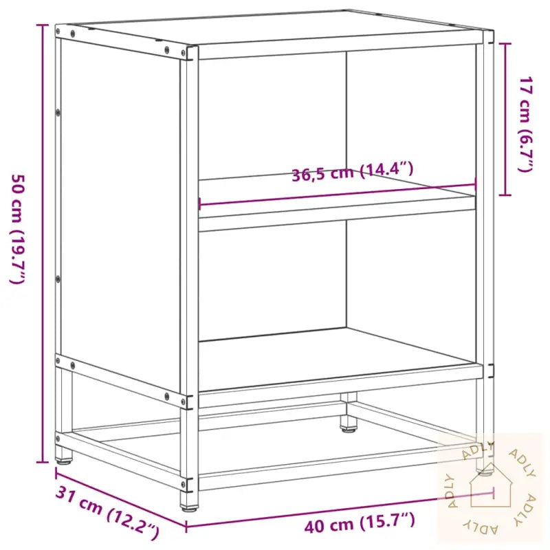 Nattbord Svart 40X31X50 Cm Heltre Furu Og Metall