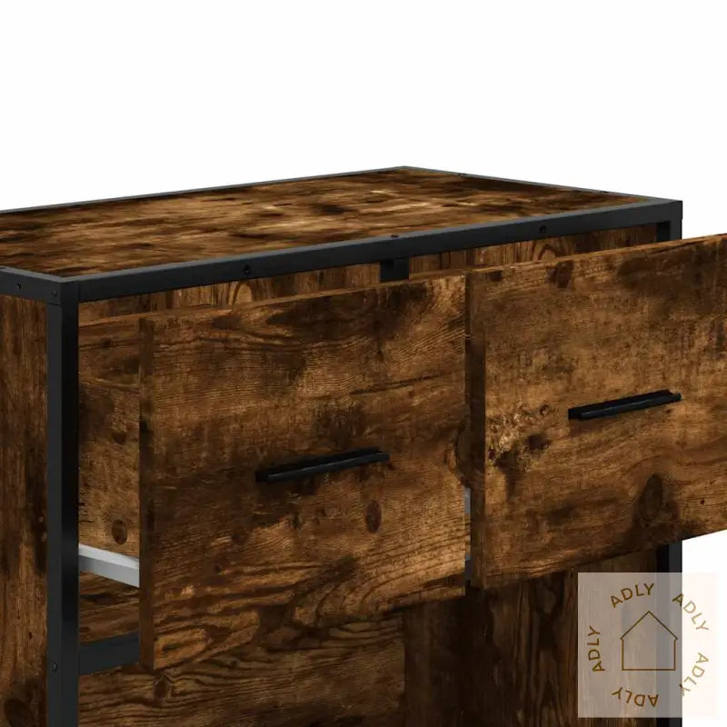 Nattbord Røkt Eik 60X31X60 Cm Konstruert Tre Og Metall