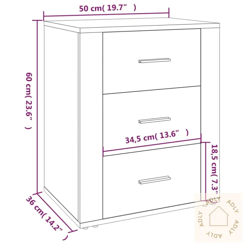 Nattbord Hvit 50X36X60 Cm Konstruert Tre