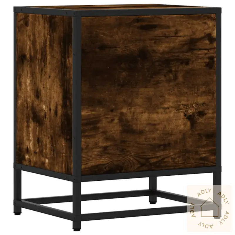 Nattbord Røkt Eik 40X31X50 Cm Konstruert Tre Og Metall