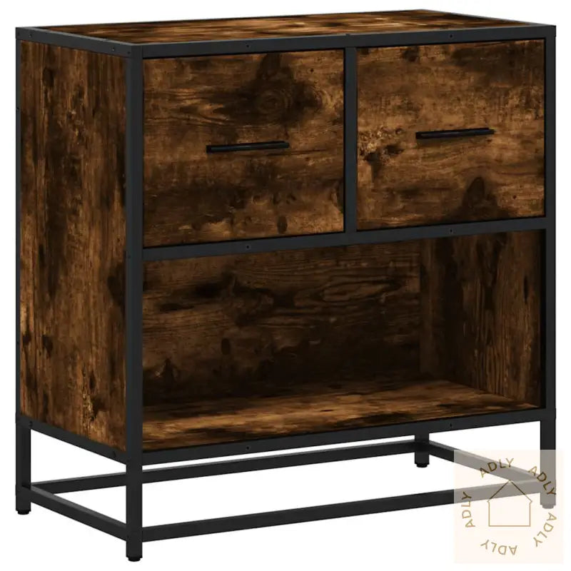 Nattbord Røkt Eik 60X31X60 Cm Konstruert Tre Og Metall