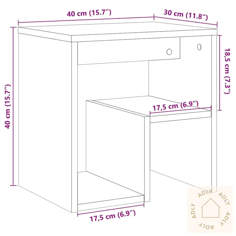 Nattbord Gammelt Tre 40X30X40 Cm Konstruert Tre