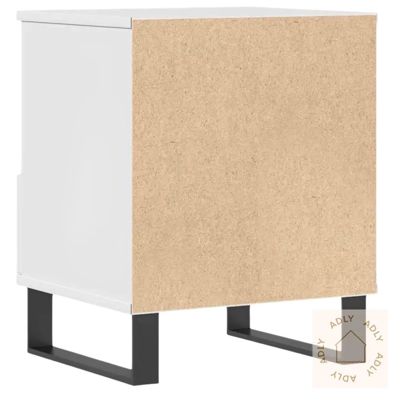 Elegant nattbord med praktisk skuff og svarte metallben for moderne møbler