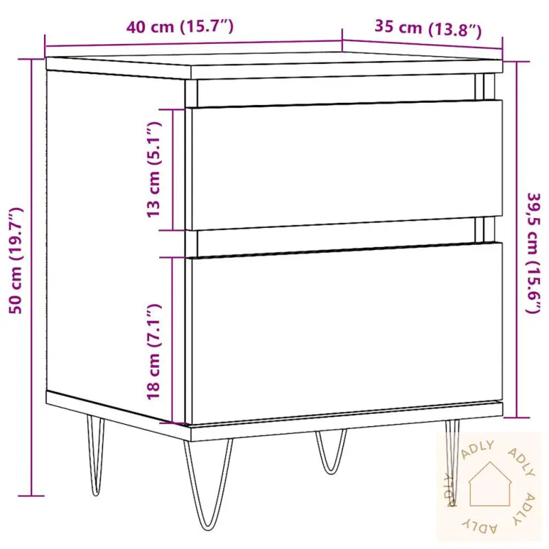 Nattbord Gammelt Tre 40X35X50 Cm Konstruert Tre