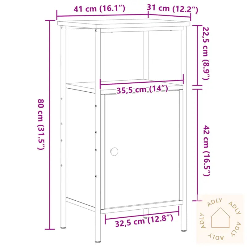 Nattbord Artisan Eik 41X31X80 Cm Konstruert Tre