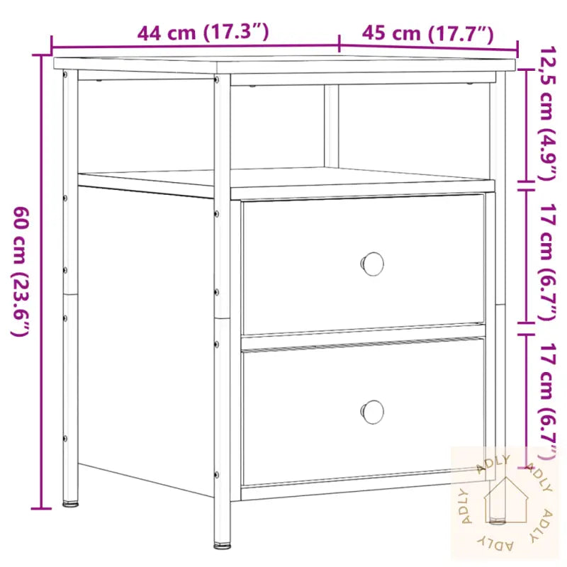 Nattbord 2 Stk Artisan Eik 44X45X60 Cm Konstruert Tre
