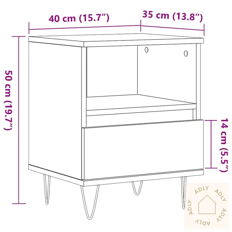 Nattbord Artisan Eik 40X35X50 Cm Konstruert Tre