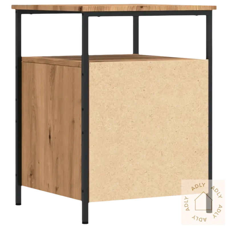 Elegant nattbord i artisan eik med tre- og metalldetaljer for soverommet