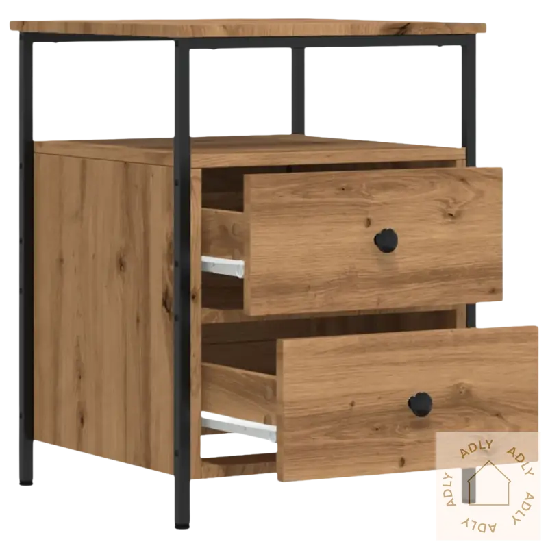 Elegant nattbord i artisan eik med to drawer, perfekt til soverommet ditt
