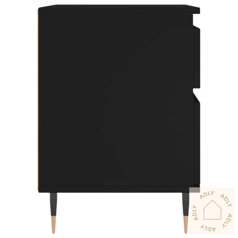 Bild av elegant nattbord med klassisk design og svarte skap med wooden legs