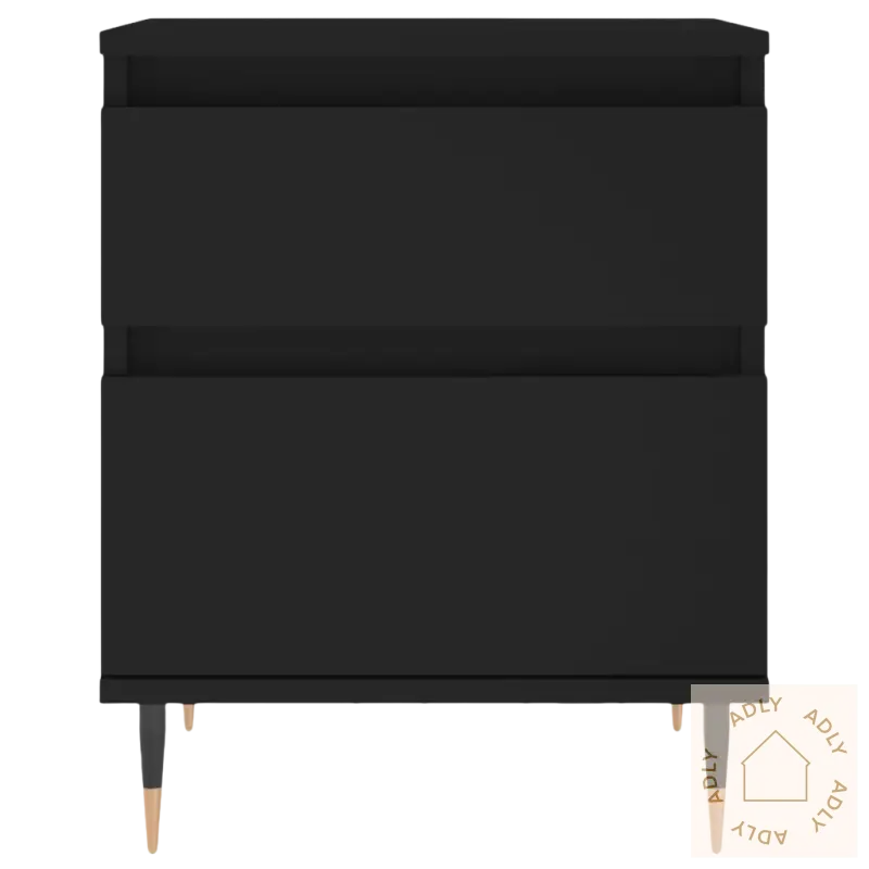 Elegant nattbord med klassisk design og svarte to-dråers skap med tapered bein