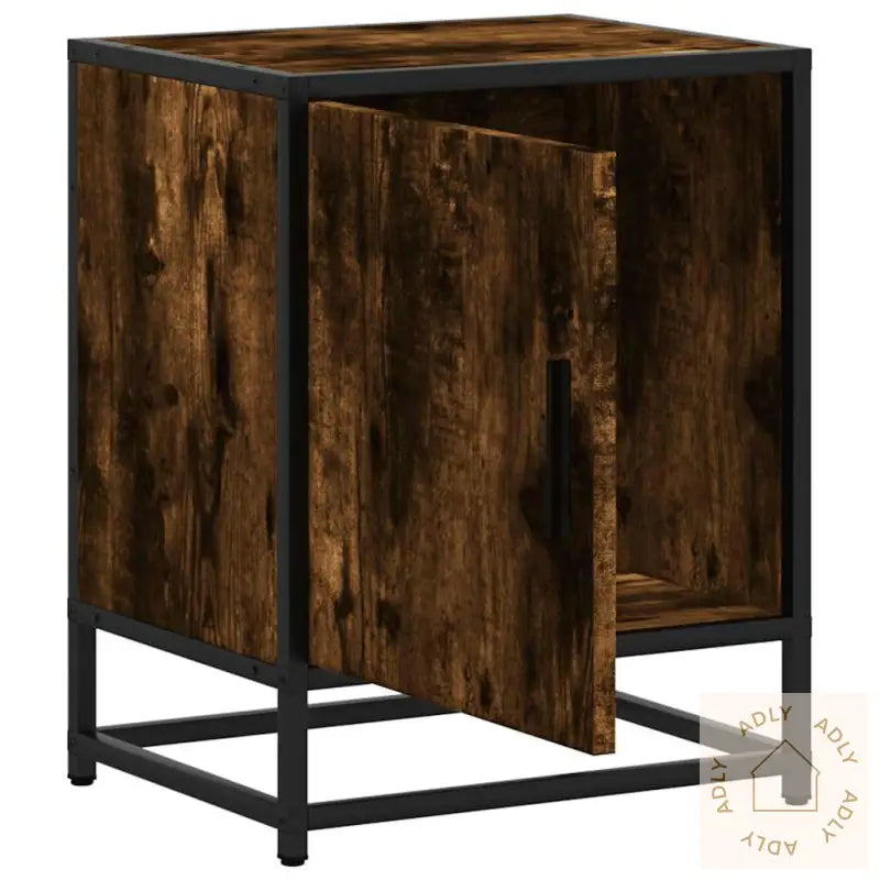 Nattbord 2 Stk Røkt Eik 40X31X50 Cm Konstruert Tre Og Metall
