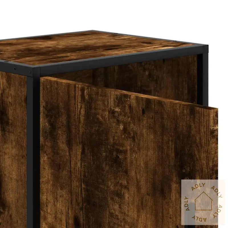 Nattbord 2 Stk Røkt Eik 40X31X50 Cm Konstruert Tre Og Metall