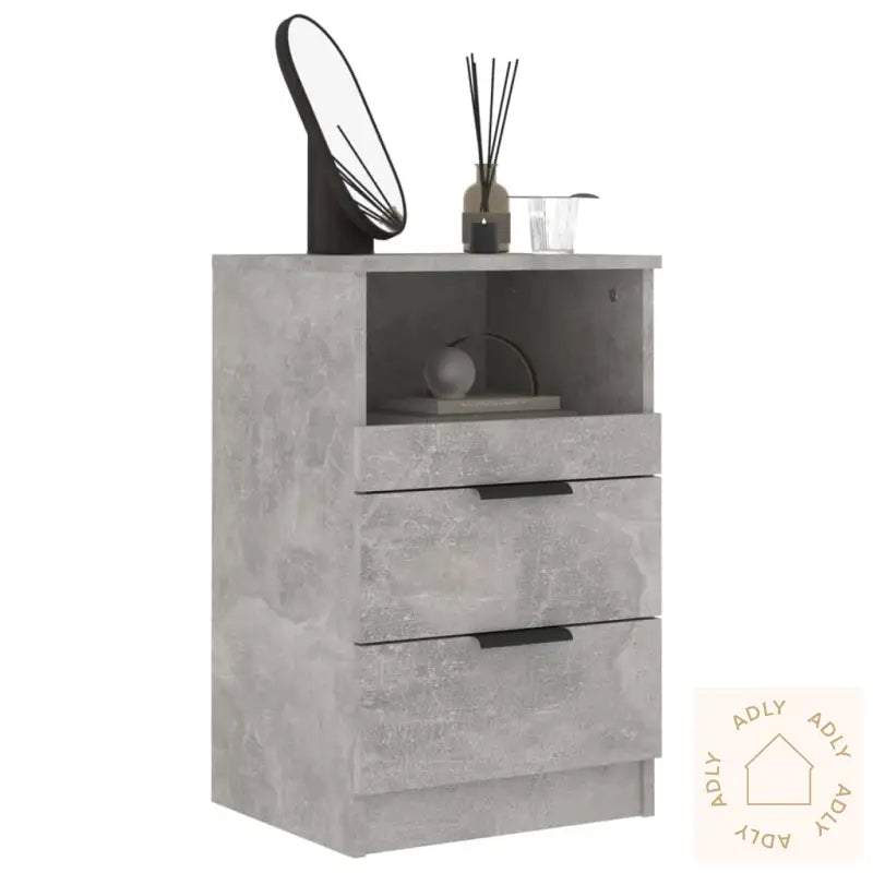 Nattbord Betonggrå Konstruert Tre