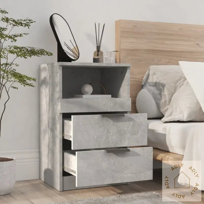 Nattbord Betonggrå Konstruert Tre