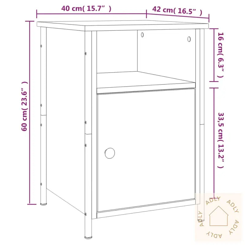 Nattbord Røkt Eik 40X42X60 Cm Konstruert Tre