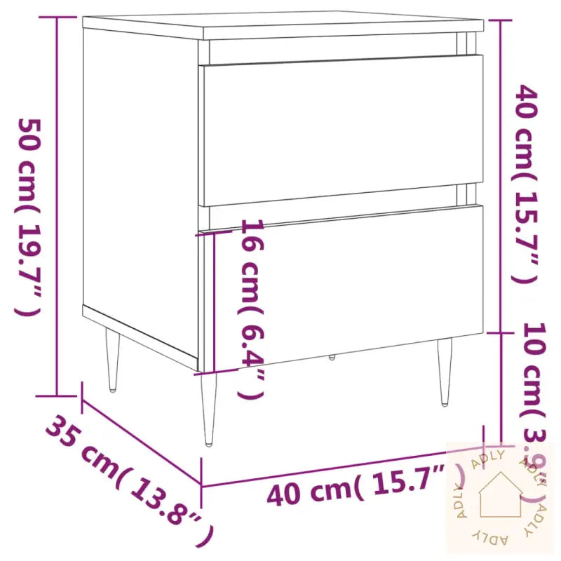 Nattbord Betonggrå 40X35X50 Cm Konstruert Tre