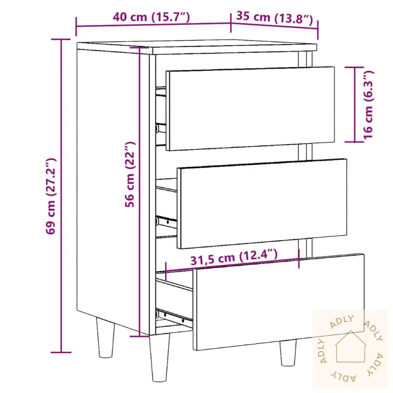 Nattbord Gammelt Tre 40X35X69 Cm Konstruert Tre