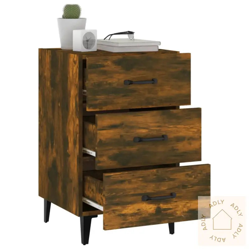 Nattbord Røkt Eik 40X40X66 Cm Konstruert Tre