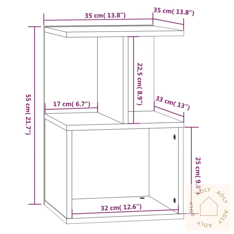 Nattbord Røkt Eik 35X35X55 Cm Konstruert Tre