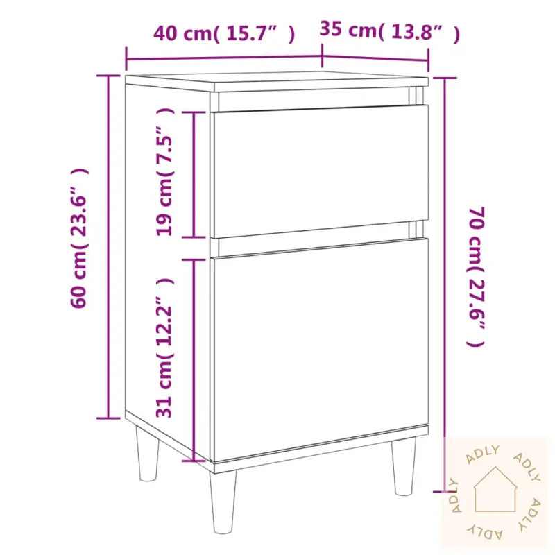 Nattbord Svart 40X35X70 Cm