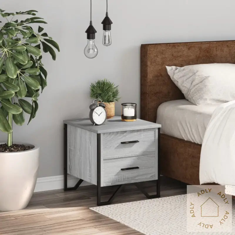 Nattbord Grå Sonoma 40X41X40 Cm Konstruert Tre