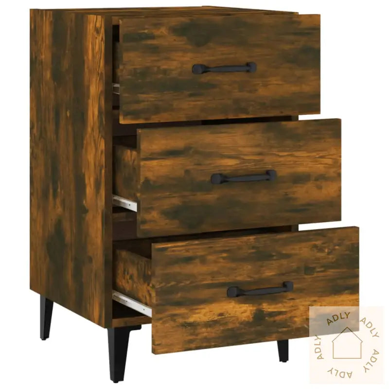 Nattbord Røkt Eik 40X40X66 Cm Konstruert Tre