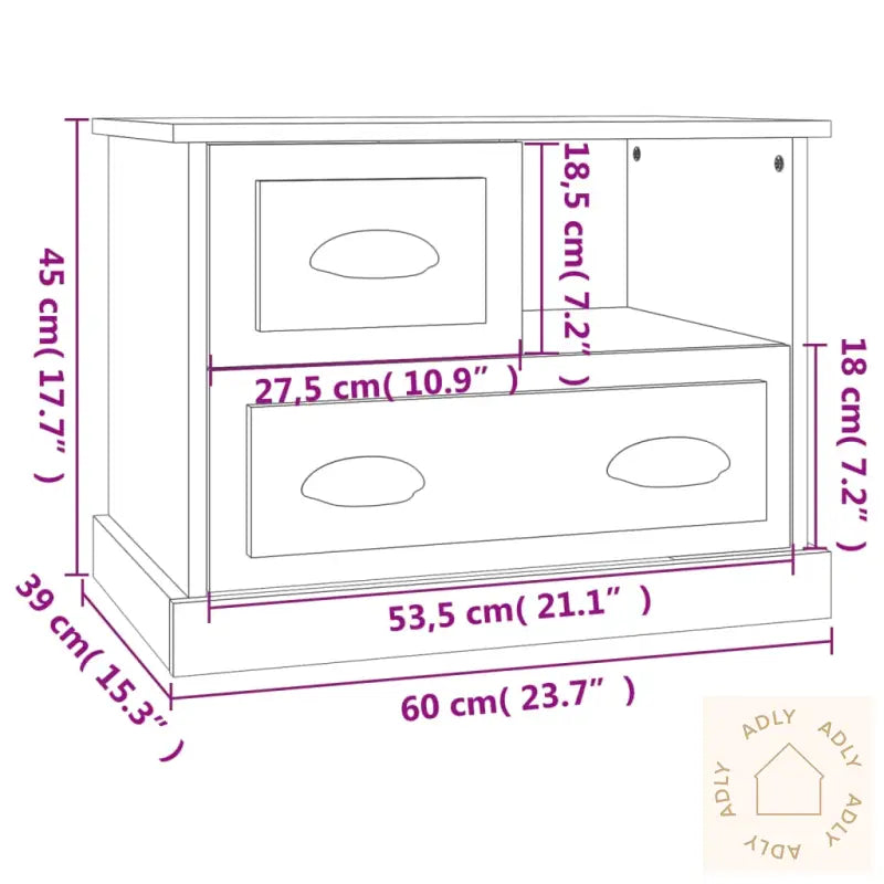Nattbord Betonggrå 60X39X45 Cm