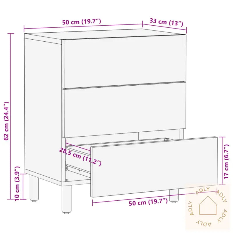 Nattbord Svart 50X33X62 Cm Konstruert Tre