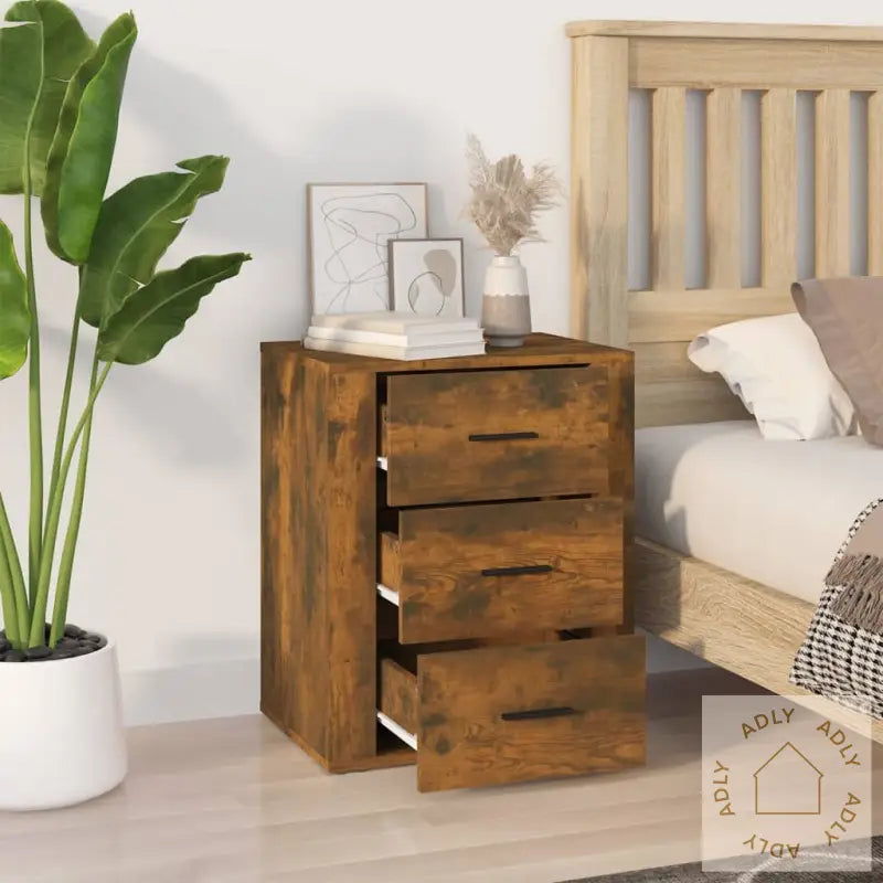 Nattbord Røkt Eik 50X36X60 Cm Konstruert Tre