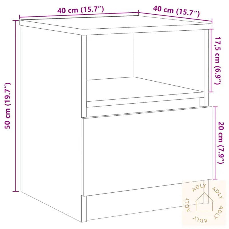 Nattbord Gammelt Tre 40X40X50 Cm Konstruert Tre