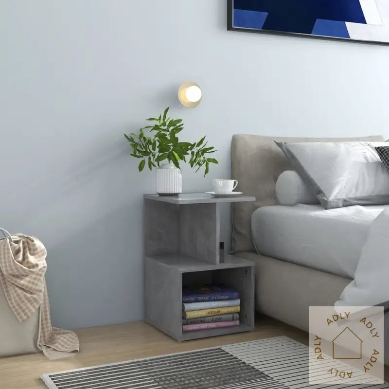 Sideskap Betonggrå 35X35X55 Cm Konstruert Tre