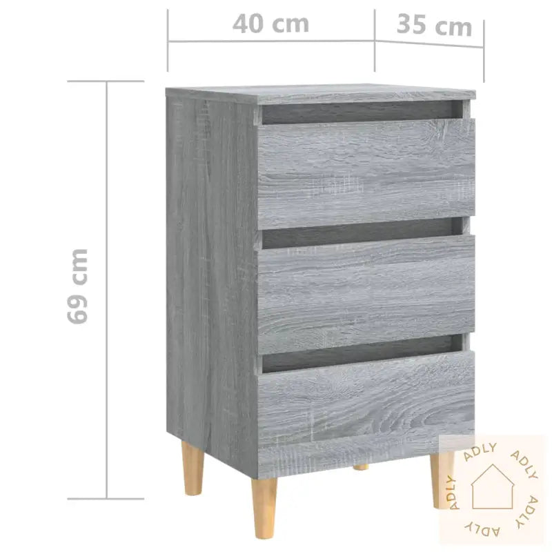 Nattbord Med Ben I Heltre Grå Sonoma 40X35X69 Cm