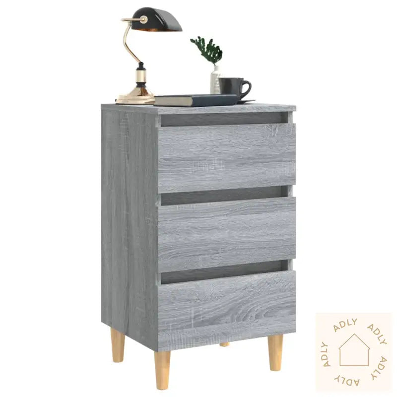 Nattbord Med Ben I Heltre Grå Sonoma 40X35X69 Cm