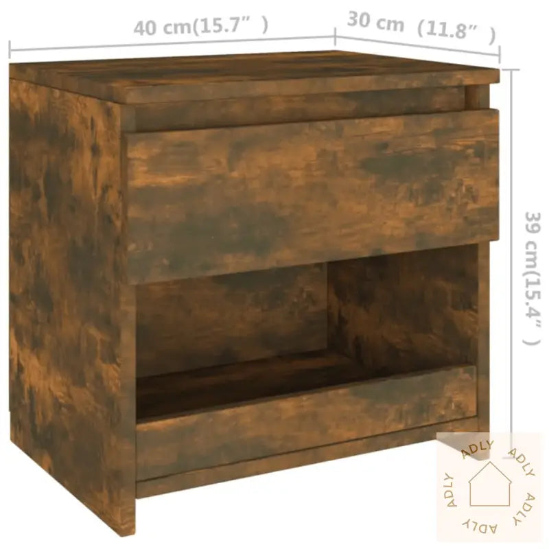 Nattbord Røkt Eik 40X30X39 Cm Konstruert Tre