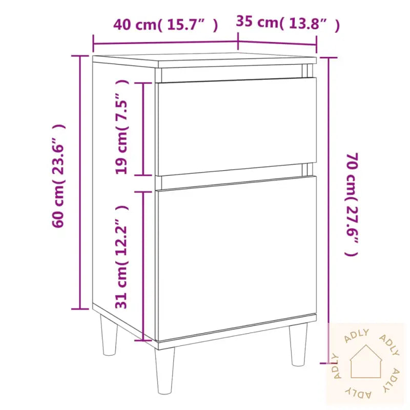 Nattbord 2 Stk Røkt Eik 40X35X70 Cm