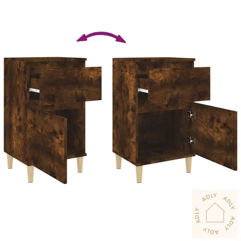 Nattbord 2 Stk Røkt Eik 40X35X70 Cm