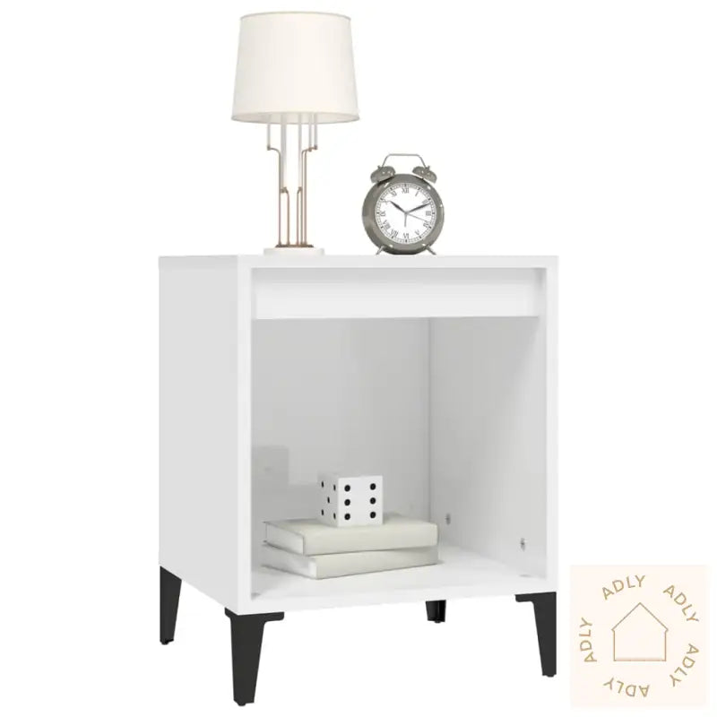 Nattbord Høyglans Hvit 40X35X50 Cm