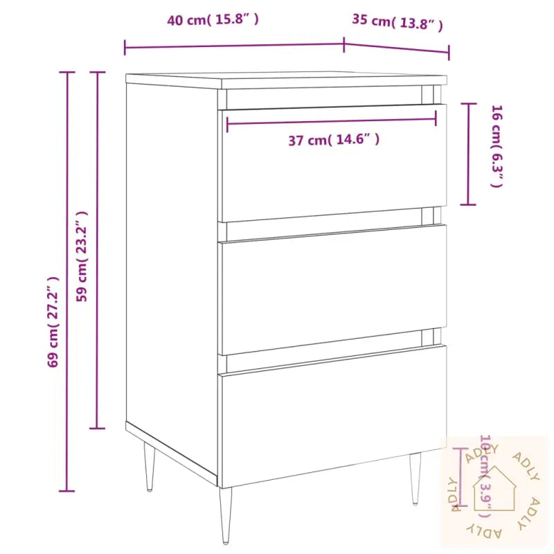 Nattbord Sonoma Eik 40X35X69 Cm Konstruert Tre